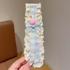 Faixa de cabelo de tricô floral com velcro para mulheres, presilha de franja floral doce, faixa de cabelo para arrumar o cabelo, acessório de cabelo estilo pastoral francês