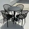 Juego pequeño de mesa y sillas redondas de acero al carbono simple para ocio en balcón, mesa de discusión, área de descanso, mesa de comedor para cafetería de té con leche al aire libre