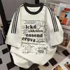 Camiseta de Manga Corta con Diseño de Retazos de Color Contrastante Estampado de Letras 2026 Verano Nuevo Casual Holgado Vintage Superior