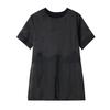 Foto Real da Nova Tendência da Moda Camisa de Gola Redonda Costurada com Organza Tamanho Grande Emagrecedora e Estilo Ocidental Top Solto para Mulheres
