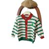 Suéter para bebé de primavera y otoño 2025 para niñas, suave y ceroso, cárdigan de punto para niños, tops de moda a rayas bordadas