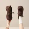 Zapatos de Mujer con Aumento Oculto de Altura, Punta Ancha, Zapatos Derby de Gamuza, Mocasines Retro con Cordones de Suela Gruesa, Zapatos de Cuero Estilo Británico, Zapatos de Vestir