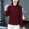 Toma real principios de otoño 2024 nuevo top de manga larga estilo extranjero temperamento que reduce la edad cuello redondo camisa para mujer talla grande
