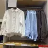 Camisa de Algodón a Rayas con Mangas de Linterna / Camisa de Manga Larga para Mujer Camisa de Aire Acondicionado R489509 489427 488560