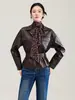 2613112-Chaqueta de cuero vintage de alta gama Nanyou para mujer, diseñada para estilizar la cintura y realzar la figura, estilo de principios de otoño