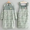 Delantal de Lona Estilo Coreano de Manga Larga Cubre Ropa para Cocina Hogar Ropa de Trabajo para Catering Floristería Ropa de Trabajo para Hornear Resistente al Desgaste Ropa Protectora para Mujer
