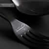 Acero Inoxidable Negro Vajilla China y Occidental Cuchara para Sopa Tenedor para Fideos Instantáneos Cuchillo para Bistec Palillos Cuchara para Postre Café Personalización