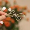 Nueva Cadena de Garras de Moda Transfronteriza Clip Lateral de Lazo con Pedrería Clip de Pato Pinza para el Cabello de Celebridad de Internet Tocado Accesorios para el Cabello