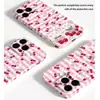 Funda de Teléfono Rosa a Cuadros con Cerezas Estilo Dulce Coreano Ins para Apple 17 Pro, Funda de Película Protectora Completa a Prueba de Golpes para iPhone 18 Pro Max