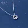 Collar Nalan S925 de plata esterlina con un solo colgante Wang Qingquan y circonita sintética con personalidad de nicho, cadena de clavícula pequeña y fresca D2903