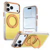 Adecuado para iPhone 18 Pro Max Funda de Teléfono Qicai de Doble Color con Soporte Giratorio de Color Contrastante y Cubierta Protectora Magnética para Apple 16