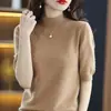 Camisa básica de punto a la moda, versátil para primavera y otoño, nuevo top ajustado de cinco mangas, cuello medio holgado, estilo de mujer de manga media