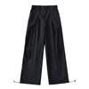 Verão 2024 Novo Cor Sólida Solto Cordão Calças Macacão Feminino Street Casual Reto Perna Larga Calças da Moda
