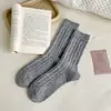Calcetines de cachemir afelpado para otoño e invierno 2024, color liso, retorcidos, de tubo corto, calcetines cálidos engrosados, para niños, suaves, cerosos