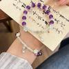 Pulsera Brazalete Ruyi Cuchara Súper Hada Dulce Morado Bambú Flor de Bosque Diseño Estilo Hada Ins Regalo para Mejor Amiga Novia