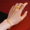 Pulsera de lazo hueco de marea nacional para mujer, conjunto de joyería con collar, pendientes y anillo de oro de imitación, de fábrica simple, al por mayor