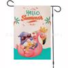 Bandeira de Jardim Flamingo Novo de Verão Transfronteiriça 2024 Bar de Praia Coqueiro Tropical Piscina Bandeira Floral
