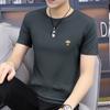 Verão novo modal algodão redondo pescoço manga curta t-shirt masculina top roupa pura branco pesado moda marca meia manga camisa