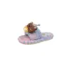 Pantuflas de peluche de oso de dibujos animados, pantuflas de algodón para interiores de otoño para niños, cómodas y cálidas, pantuflas de algodón de una tira