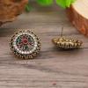 Pendientes de campana con forma de abanico retro de moda europea y americana, pendientes de girasol creativos exagerados distintivos de la India bohemia
