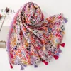 Bufanda Retro Floral con Borlas Estilo Francés con un Ambiente de Lujo Ligero, Chal de Doble Uso para Sesiones de Fotos Bohemias en la Playa para Mujeres