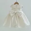 Vestido de satén coreano para el primer cumpleaños de niña, para sesión de fotos, elegante vestido de princesa para niña de las flores, esponjoso y sencillo, al por mayor