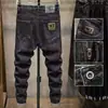 Jeans pretos stretch de mola para homens, marca da moda, novas calças skinny justas para primavera e outono de 2006, calças compridas finas de verão