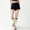 Pantalones cortos deportivos de cintura elástica con cordón, con un diseño de doble capa para mayor cobertura y un aspecto de dos piezas simulado, con bolsillos, adecuados para yoga y fitness