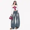 Jeans Wide Leg Reto Solto Versátil Estilo High Street Retrô Americano, Disponível em Comprimentos Cropped, Tradicional e Estendidos