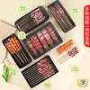 Caja de Empaque Desechable de Plástico para Barbacoa, Caja de Empaque para Brochetas de Cordero, Caja Rectangular Desechable para Llevar