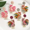 Europa y Estados Unidos transfronterizos nuevo color pavo diamante gota aceite cuentas de arroz aretes moda caliente Acción de Gracias aretes de animal