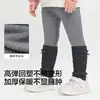 BalaOneBalabala roupas infantis calças quentes para meninas outono e inverno leggings grossos com fleece, design falso de duas peças