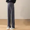 Calça de Maternidade Outono Inverno Roupa Exterior 2026 Nova Tamanho Grande Sem Apertar a Barriga Calça Comprida Outono Inverno Plus Veludo Petite Calça de Perna Larga