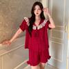 2025 Nuevo Estilo Coreano Pijama de Seda Hielo para Mujer Pijama Jacquard de Mariposa Cardigan Delgado Primavera y Verano Estilo Dulce Ropa de Casa