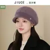 Beret de Pelo de Coelho Espesso com Bico de Pato Elegante de Luxo Leve para Meia-Idade e Idosos Chapéu Quente à Prova de Vento para Uso Externo Feminino