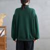 Otoño e Invierno Nuevo Diseño Japonés y Coreano Manga de Burbuja Cuello Alto Casual Holgado Talla Grande Sudadera Polar para Mujer