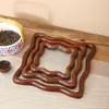 Bandeja de Cristal de Madera de Nogal Ondulada Estilo Antiguo para Comedor del Hogar, Bandeja Pequeña para Té para Cocina, Bandeja de Almacenamiento para Mesa de Café