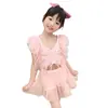 Traje de baño para niñas, de una pieza, para aguas termales, estilo coreano, con cordón, de malla, al por mayor, modelo nuevo, secado rápido, estilo infantil