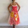 Nuevo vestido de tirantes casual, elegante y con estilo, estampado digital transfronterizo para mujer, vestido de verano