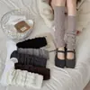 Polainas de Tricô Ruffle Outono Inverno Feminino Moda Outerwear Estilo Escola Japonesa Cor Sólida Versátil Meias para Panturrilha de Menina