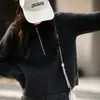 2025 Nuevo Estilo Tejido de Lana con Bucles para Mujer Color Sólido Suéter Holgado Casual Versátil Suave Cera con Capucha Sudadera con Media Cremallera