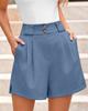 Amazon Europeo y Americano Transfronterizo 2026 Verano Nuevo Moda de Cintura Alta Shorts Casuales de Color Sólido Cómodos con Bolsillos Ropa de Mujer