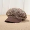 Chapéu octogonal color-block estilo Chanel pequeno para mulheres primavera e verão moderno versátil faz o rosto parecer menor proteção solar boné newsboy chapéu de pintor