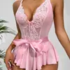Europa y Estados Unidos comercio exterior sexy ropa interior tirantes mono costuras espalda descubierta ropa interior rosa verde blanco encaje sexy encaje pijama