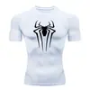 Teum Export Camiseta de Manga Corta de Compresión de Secado Rápido con Estampado de Araña para Hombre Y2K Capa Base para Correr Body para Entrenamiento de Fitness