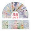 Tarjetas de Ilustración de Paisaje Estilo Pintura al Óleo Gruesa Pintada, 36 Piezas Transfronterizas, Tarjetas de Decoración de Regalo Florales Frescas Artísticas, Tarjetas de Mensaje