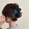 Pinza Azul con Flores Estilo Coreano para Mujer 2025 Nuevo Estilo Pinza para el Cabello en la Parte Trasera de la Cabeza Dulce Pinza de Tiburón Pinza Retorcida Accesorios para el Cabello
