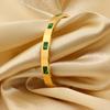 Pulsera INS Francesa de Titanio Chapado en Oro de 18K Color Libre Esmeralda Zircón Rectangular Pulsera de Acero Inoxidable para Mujer