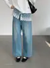 Calça Mágica Versátil Taokuan 26 Primavera Tecido Elástico em Quatro Direções Logo de Cavalo Pequeno Comprimento 9/10 Jeans de Perna Reta para Mulheres U88016
