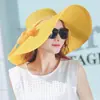 Chapéu feminino de verão estilo coreano chapéu de palha estiloso chapéu de praia dobrável de verão Chapéu de Sol proteção solar aba larga chapéu de sol feminino
